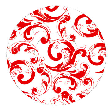 Round plate with red elegant pattern