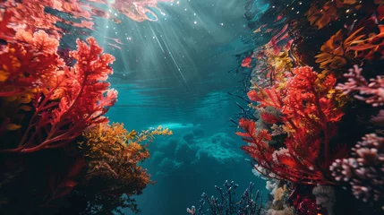 Fototapeten coral reef in the red © Tejay
