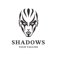 Vector Template for Ethnic Mask Logo Illustration in Minimalist Style. Cultural Design