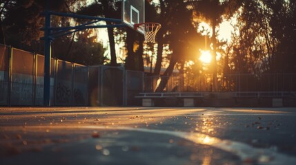 sunset in the basket ball park