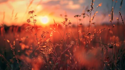 grass in the sunset