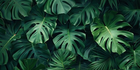 Fototapeta na wymiar Large massive tropical dark green leaves, background, wallpaper.