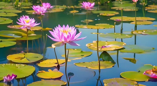 Flourishing in Still Waters, The Delicate Beauty of Pink Water Lilies