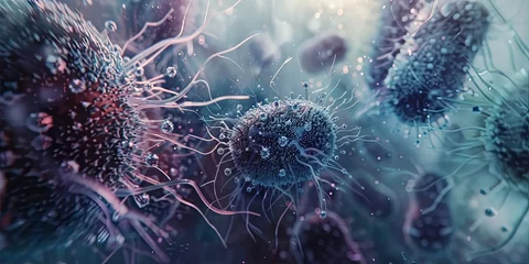 Fotobehang Macro, bacteria and virus, contamination, infection, background, wallpaper. © Oleksii