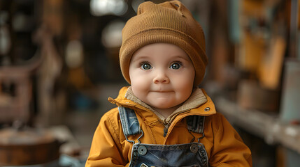 Baby Dressed as a Mechanic with Overalls and Tools for a Fun and Imaginative Costume