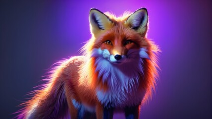 Fototapeta premium A close-up of a red fox against a purple and blue background