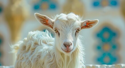 Obraz premium Goat Qurban Eid al adha mubarak festival islamic background Generated with Ai Tools