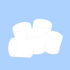 Marshmallow isolated vector. Marshmallow cartoon. White marshmallows isolated on blue background. Pile of marshmallow.