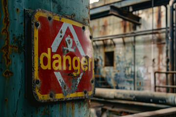 Danger toxic alert with sign, with writing 