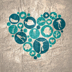 Heart Shape with Scuba Diving Theme Icons. Travel and Vacation Poster Concept.