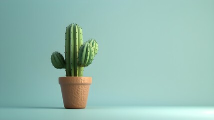 Cactus in a pot in minimal style background image