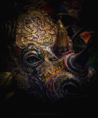 carnival mask on black background