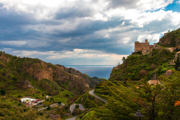 Obraz premium The ancient Sicilian city of Savoca, known for being one of the filming locations of the movie, The Godfather.