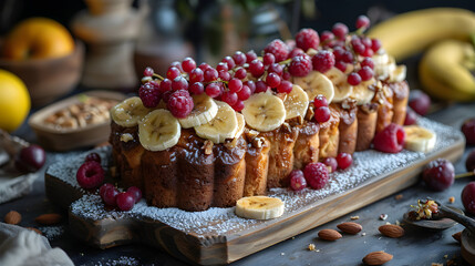Banana Bread on a Decorated Table - HD Wallpaper