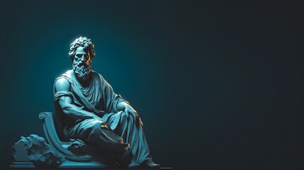 Stoic Greek Philosopher Thinking Man, Minimalist Digital Render