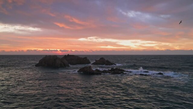 Dawn at the rocky coastline of the Mediterranean Sea (Costa Brava, Spain)