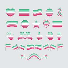 Abrosexual Pride Flag and symbols many icon set vector. Abrosexual pride flag graphic design element isolated on a gray background. Abrosexual icons in flat style