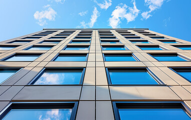 Corporate office building exterior landscape,created with Generative AI tecnology.