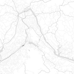 Sri Lankan map of kandy city, minimal map outline with rivers and roads