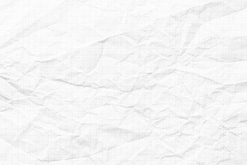 white crumpled paper texture background, checkered notebook sheet