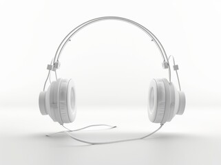 Fototapeta na wymiar 3D rendering of white headphones isolated on the backg