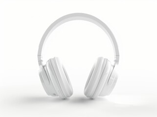 3D rendering of white headphones isolated on the backg