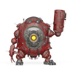 heavy metal mech ball have a gun on white background
