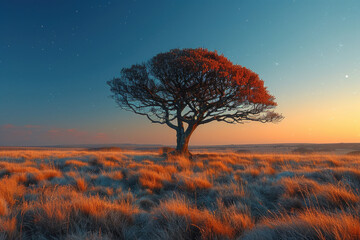 A lone tree against a horizon - obrazy, fototapety, plakaty