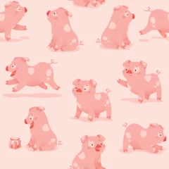Fotobehang Pattern seamless tile background with cute pig. vector illustration © lauritta