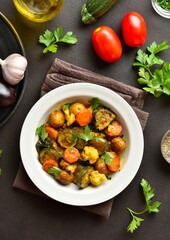 Stewed vegetables on plate