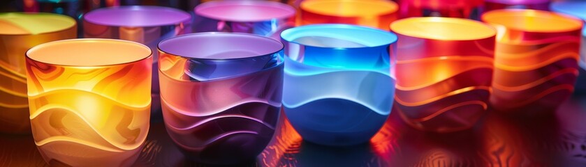 cups that change color and pattern with the drinkers mood Incorporate vibrant colors and dynamic patterns to evoke a sense of awe - obrazy, fototapety, plakaty