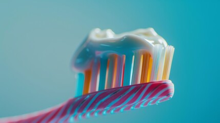 Toothbrush with striped toothpaste