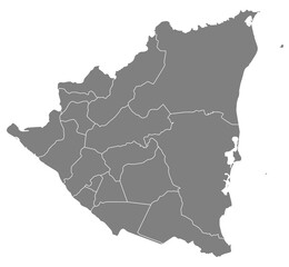 Outline of the map of Nicaragua with regions