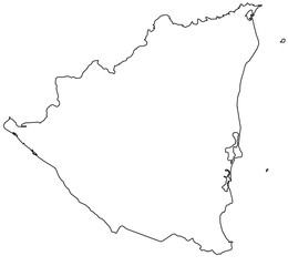 Outline of the map of Nicaragua with regions