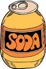 Soda hand drawn sketch vector illustration for poster, print, home decoration, menu cover, invitation, design template. 