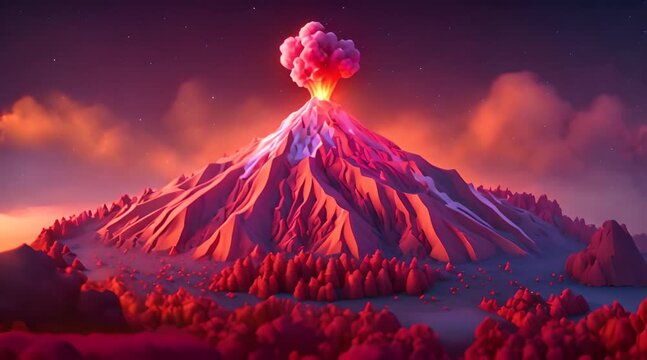 A Miniature Volcano Erupts, Spewing Ash and Molten Lava