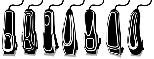 Set vector Electrical hair clipper. Modern trimmer machine icon design Illustration - obrazy, fototapety, plakaty