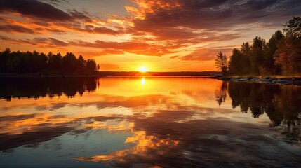 Obraz premium sunset over the river