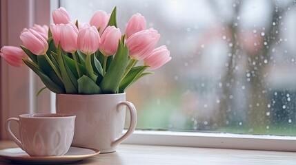 tulips in a cup