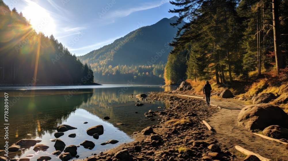 Poster lake in the mountains