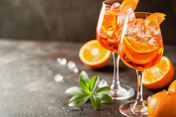 Refreshing Aperol Spritz cocktails on a table