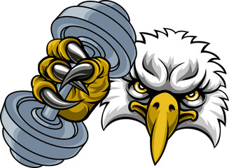 Eagle Hawk Bird Weight Lifting Dumbbell Gym Mascot