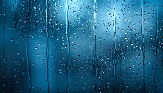 Captivating close-up, Rain droplets cascade down glass window