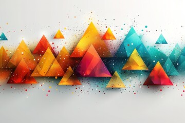An abstract vector background with simple geometric shapes in bright colors like orange, teal and red