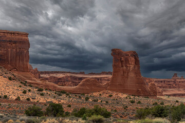 Arches National park on a rainy day