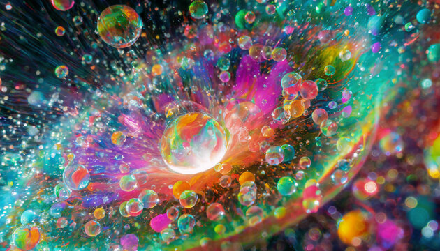 泡宇宙論による宇宙誕生をイメージした抽象的イラスト