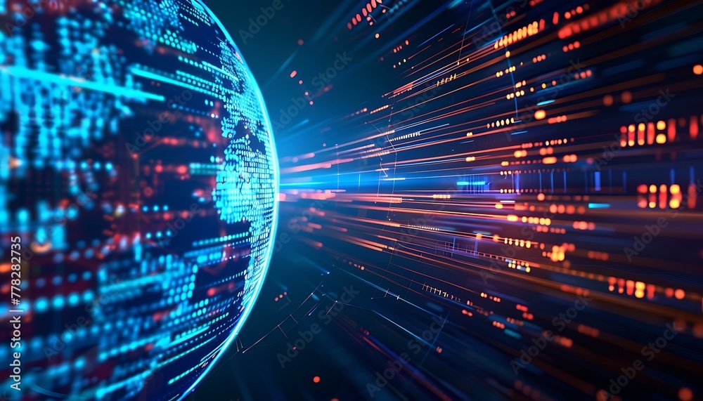 Poster abstract depiction of high speed global data transmission technology
