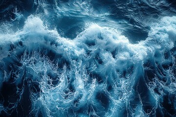 Obraz premium blue sea, top view, wallpaper, high resolution, hyper realistic water texture