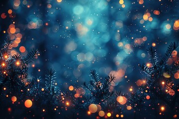 Blurred bokeh background with blue and teal lights