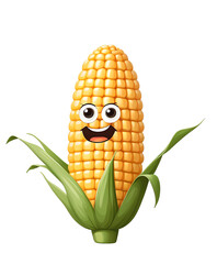 Corn cartoon character. Ripe vegetable.